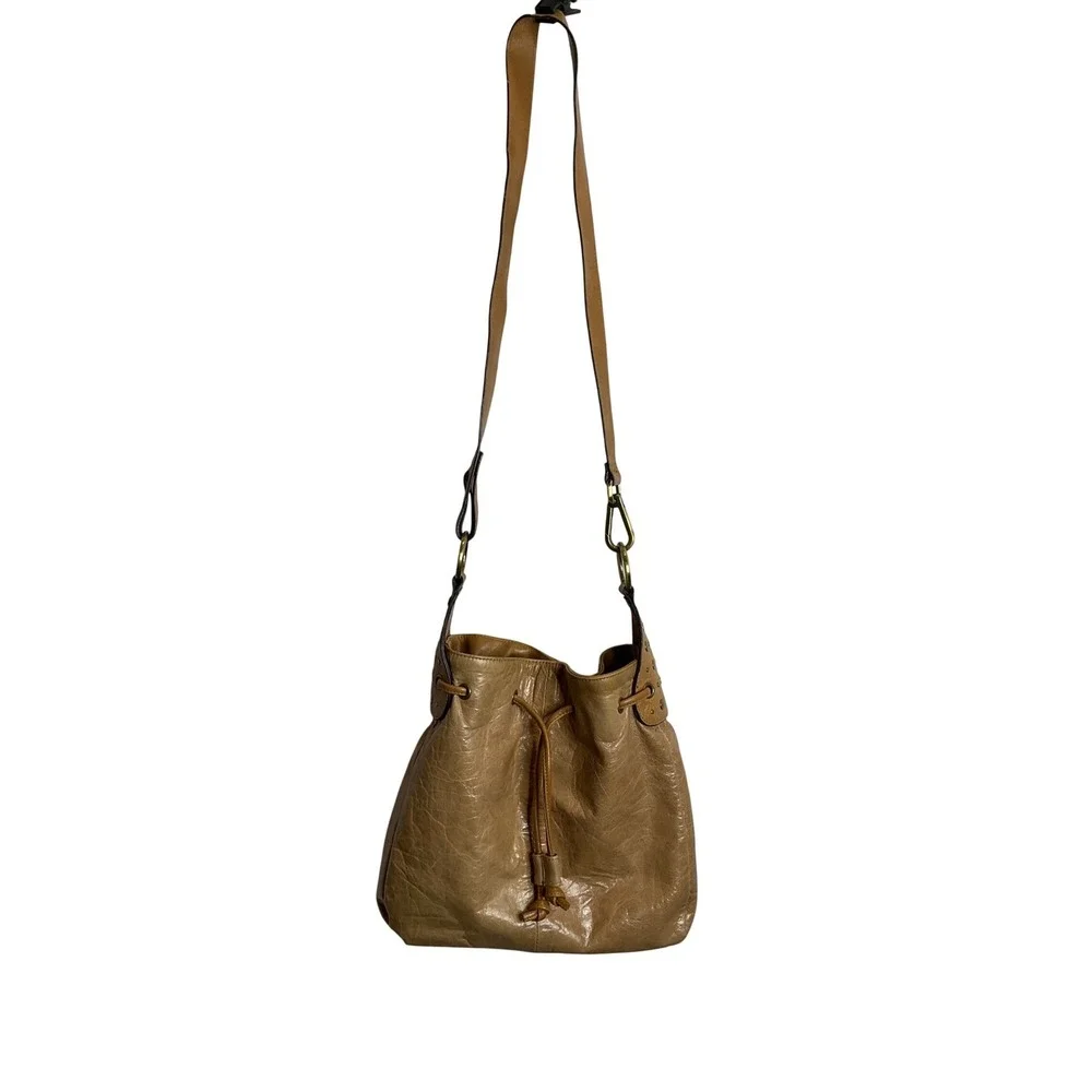 Hillard & Hanson Vtg‎ Leather Boho Bucket Shoulder Bag Purse Hippie Rivets Y2K